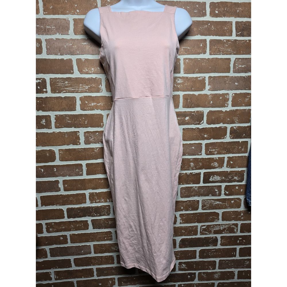 Asos Dress Womens Sz 4 Open Back Summer Square Top Sleeveless Midi Body con - Picture 2 of 14